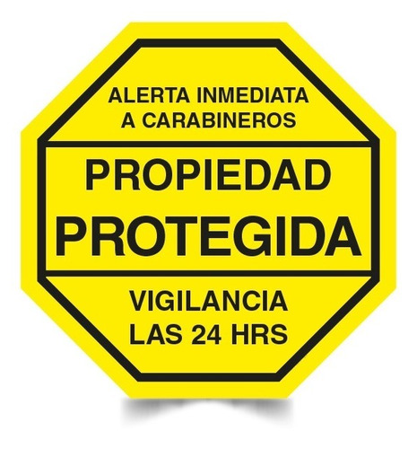 Señalética Propiedad Protegida Octagonal 20x20cm