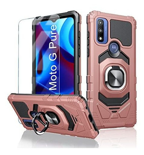 Para Motorola Moto-g Pure Case: Con Protector De Fpppn