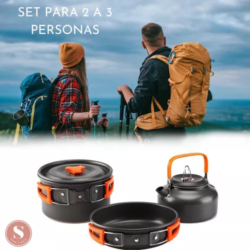 Set Ollas Camping Cocinilla Utensilios 2a3 Personas OC8 