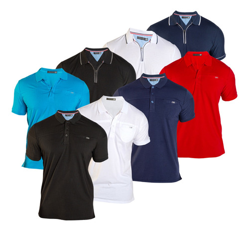 Paquete De 8 Playeras Tipo Polo Para Hombre Stretch Casual 