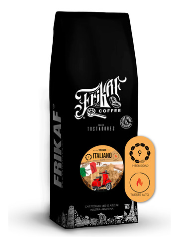 Café Tostado En Grano Premium Frikaf Italia 1kg