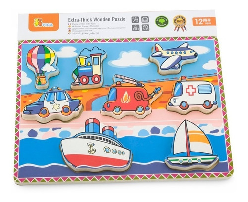 Puzle Vehículos Para Niños De Madera Viga