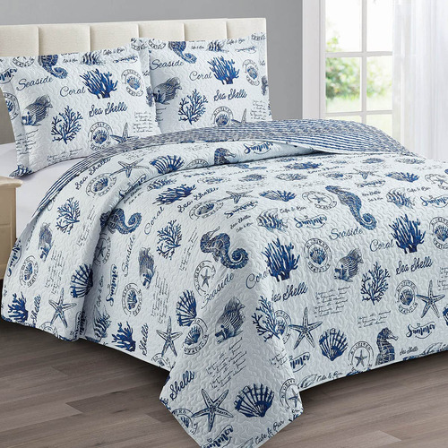 Set De Colcha Con Estampado De Conchas Marinas De Royal