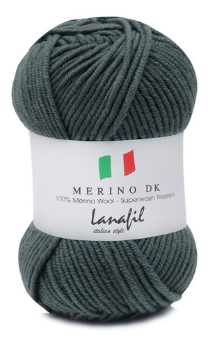 Lã Merino Dk Superwash Lanafil 50g 105mts Crochê Tricô Cor 2910/10- Cinza Musgo