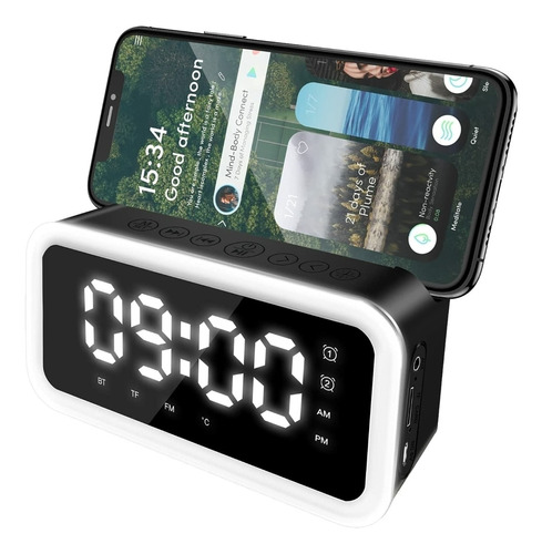 Reloj Despertador Bocina Bluetooth 5.0 Portátil Espejo 