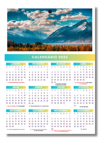 Calendário Grande 30x42 Parede Personalizado Fosco 50un