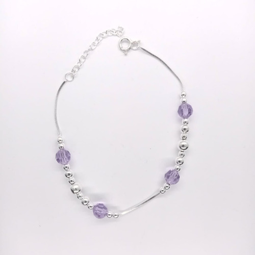 Pulsera De Mujer Plata 925  Cristales Violeta