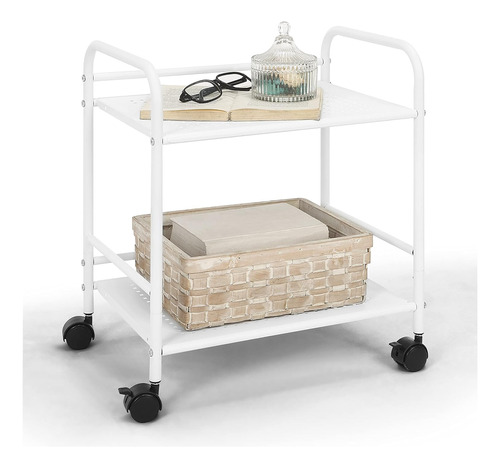 Carrito De Estante Con Ruedas De Estilo Minimalista (wht)