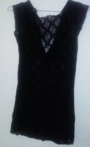 Blusa Sin Mangas De Organza O Encaje Negro Talla M/l 