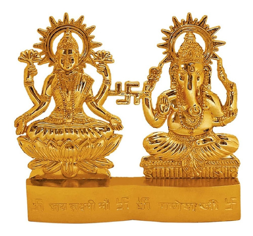 Estatua Metal Lakshmi Ganesha 4  Laxmi Ganesh Idol Murti Set