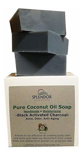 Negro Carbón Activado Jabón Sin Perfume, 100% Naturales De C
