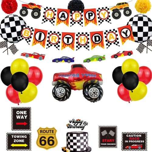 Decoración Para Fiesta De Cumpleaños Con Coche De Carreras,