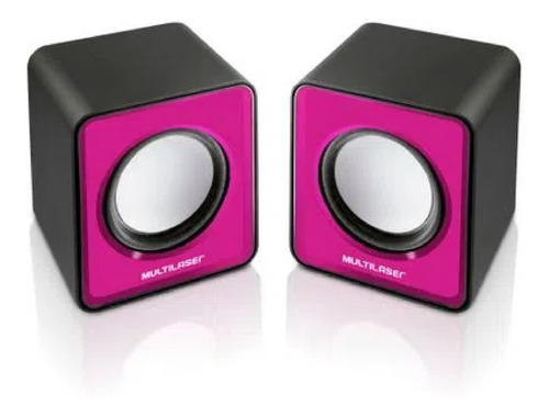 Imagem 1 de 2 de Caixa De Som Mini Multilaser 2.0 3w Rms Rosa - Sp198