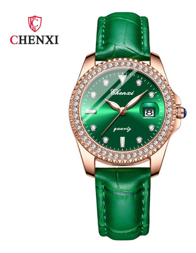Reloj Impermeable De Cuero Chenxi Fashion Calendar