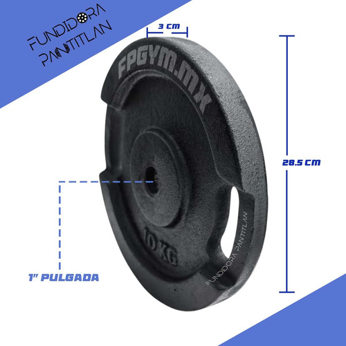 Par Discos Olímpico De 10 Kg Dos Agarre Para 1 Pulgada T 20k Negro