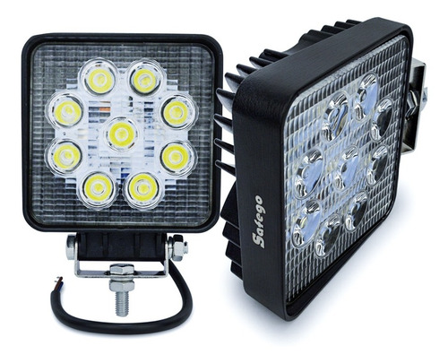 Imagem 2 de 10 de Kit 4 Farol Milha Haiz 27w Led 12v/24v Quadrado Carro Jeep
