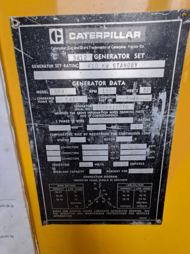 Grupo Electrógeno Cat Generador 512kva Motor 3412 Envíos