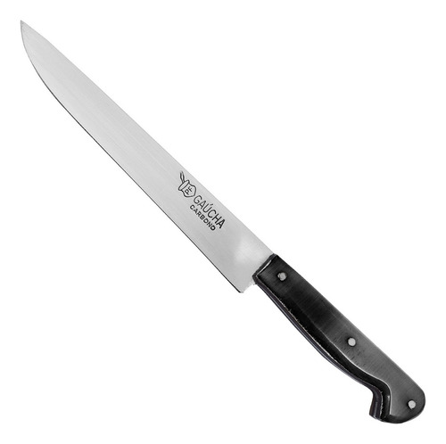 Faca Carbono Peixeira Artesanal Com Bainha Couro Cabo Chifre