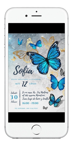 Invitación Cumpleaños Quinces Tarjeta Digital Mariposas