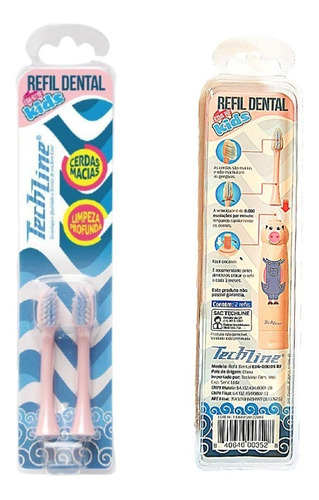 Refil C/2 Para Escova De Dente Elétrica Rosa Porco Techline