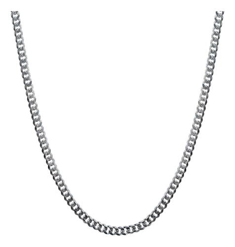 Cadena Cubana Diamantada Mujer Plata Italy 925 45 Cm X 4 Mm