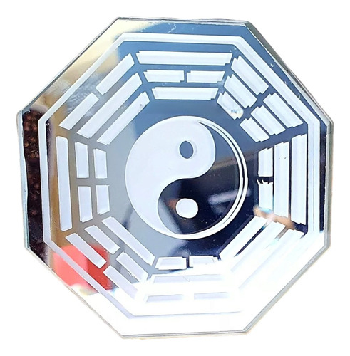 Bagua  Espelhado 6 Cm Branco Fengshui 