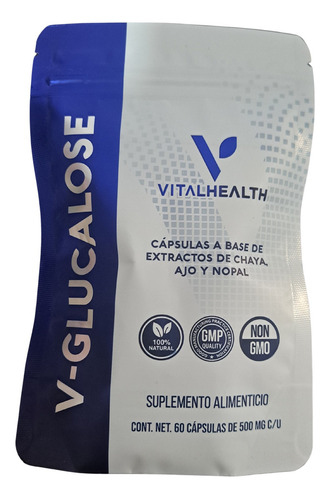 V Glucalose 60 Cap Vital Health Promueve Produccion Insulina Sabor Sin