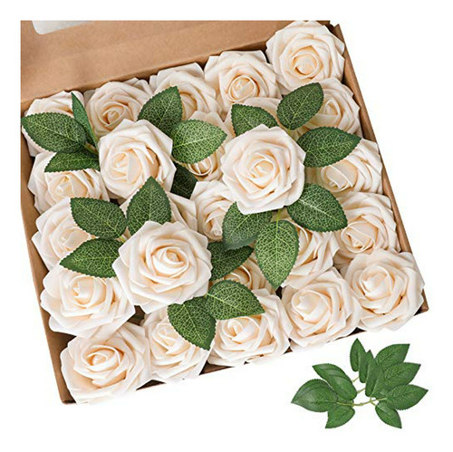 Rosas Artificiales Champagne 50pcs Para Bodas Y Eventos