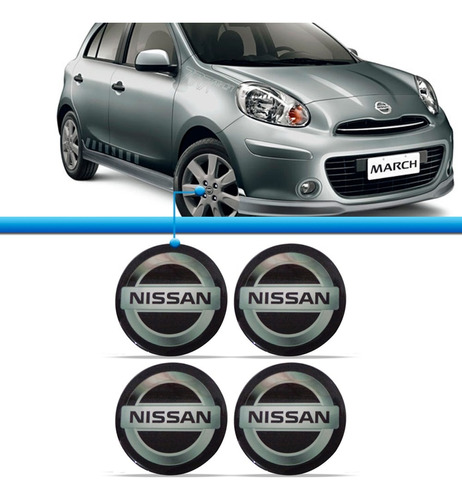 Jogo Emblema Resinado Nissan Calota March Livina Adesivo 55m
