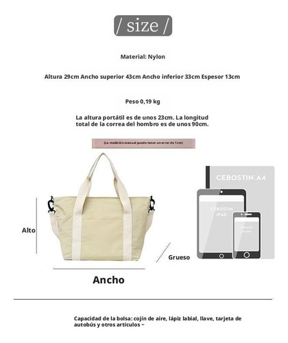 Bolso De Lona De Gran Capacidad Para Mujer En Ocho Colores