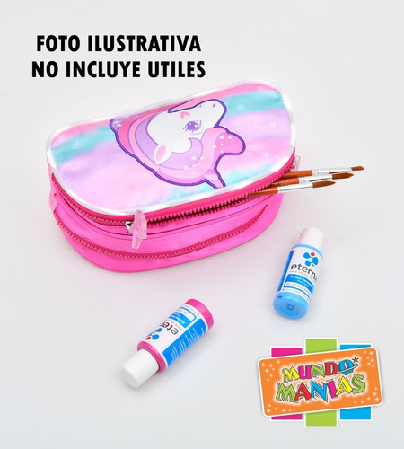 Imagen 4 de 7 de Cartuchera Doble Cierre Footy Unicornio Con Luz Led