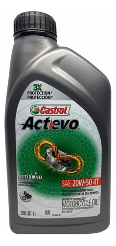 Aceite Castrol Actevo 20w-50 - 4t Para Motos  X 1l