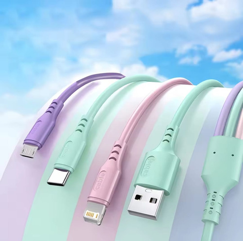 Cable Usb 3 En 1 Multicolor Rápido Y De Alta Calidad 1.2 M