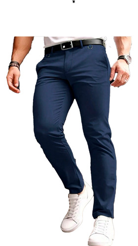 Pantalón  Ajustados Color Solido Sin Cinturón