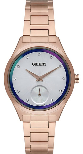 Relógio De Pulso Orient Com Corria De Aço Inoxidável Cor Rosê - Fondo Branco