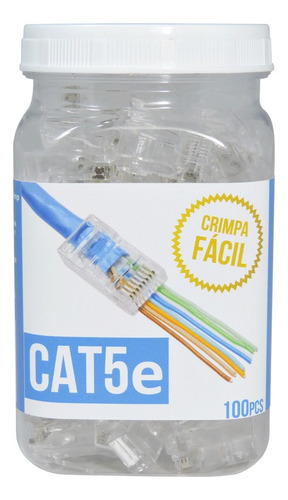 Imagem 2 de 7 de Conector Rj-45 De Passagem Ez Crimp Cat5e Pote Com 100 Peças