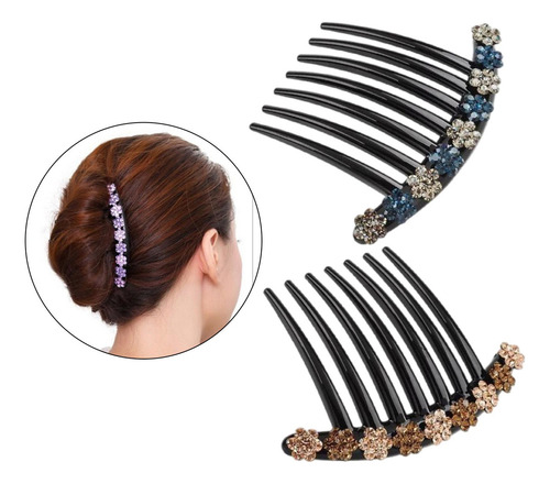 2 Uds Peine De Diamantes De Imitación Clip Updo Bun Maker