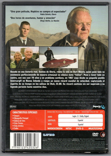 Sueños De Gloria Dvd Orig The World's Fastest Indian Hopkins (Usado)