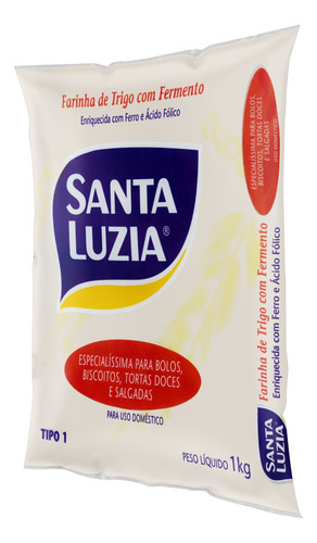 Farinha de Trigo Tipo 1 com Fermento Santa Luzia Pacote 1kg