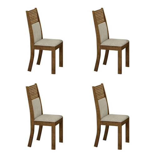 Conjunto Com 4 Cadeiras Havaí Ipê E Metalacê