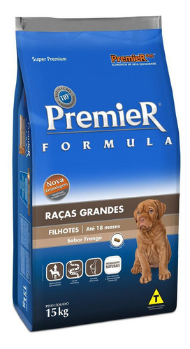 Ração Premier Cães Filhotes Raças Grandes Sabor Frango 15kg