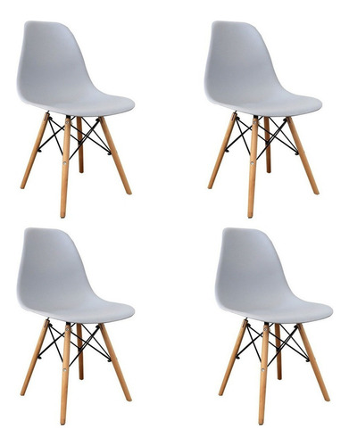 Kit 4 Cadeiras Charles Eames Eiffel Sala De Jantar Estrutura Da Cadeira Cinza