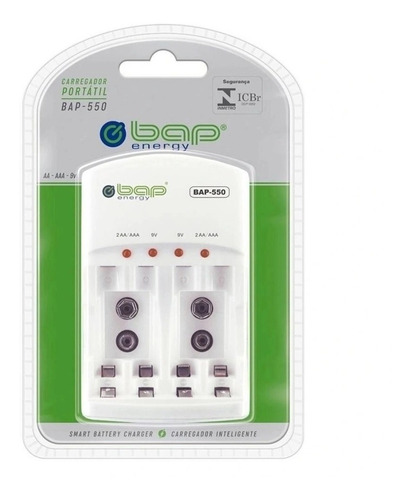 Imagem 1 de 1 de Carregador Bap Para Pilhas Aaa,aa E Bateria 9v Recarregável