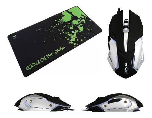Combo Wesdar X2 Gaming Mouse/mousepad Black/silver