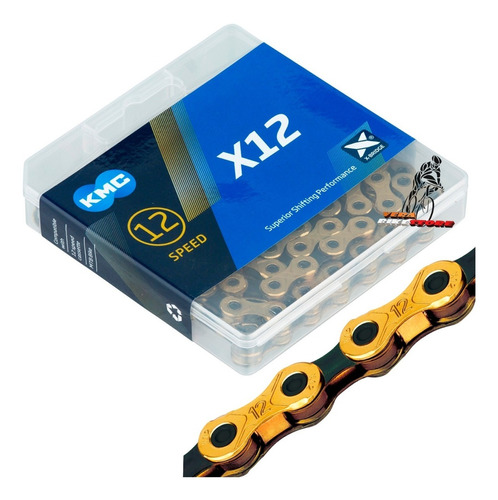 Cadena Kmc X12 Ti-n Gold Jet Black Eagle 12vel. Shimano Sram