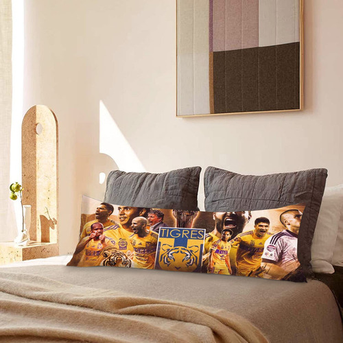 Cojin Almohada Larga Tigres Campeon Caras Copa 2023 45x110cm Diseño De La Tela Lisa