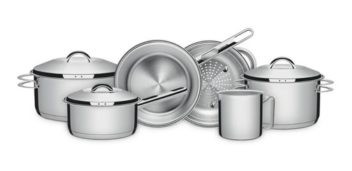 Conjunto Panelas 6pç + Panela 4,7l Inox Solar Tramontina Cor Prateado
