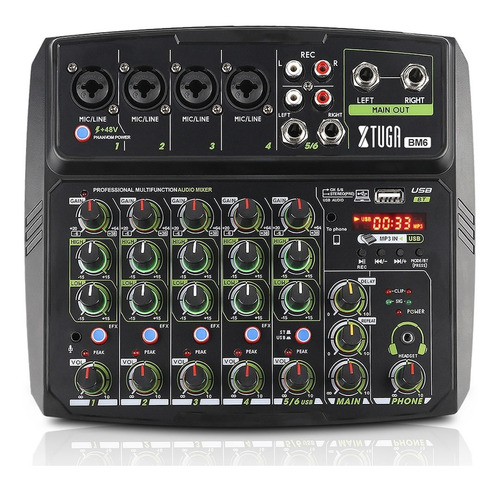 Consola Mixer 6 Canales Xtuga Bm6 Bluetooth Phantom Usb