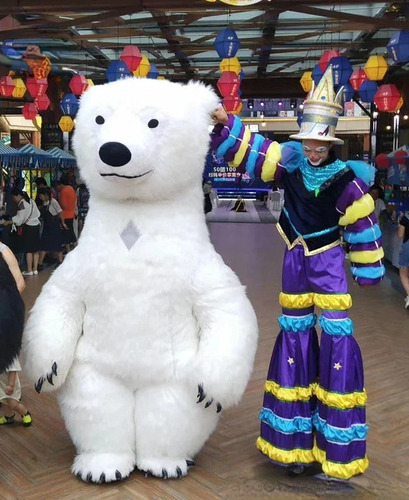 Traje De Corpo Inteiro Para Adultos De Urso Polar Inflável D