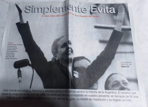 Supl Aniversario Página 12 100 Años Nacimiento De Eva Peron